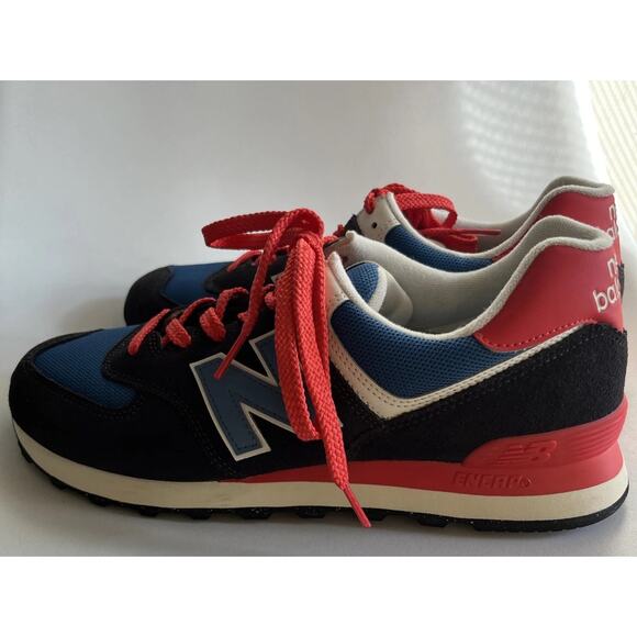 New Balance 574 Sneakers Men’s 10.5 Women’s 12 Phantom Blue/Blast Red Classic - Picture 10 of 16